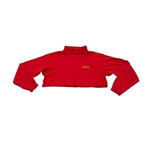 Vintage 90s Lissport Red Cropped Turtleneck Top